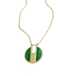 Lilly Stone Circle Necklace Green Gold _ MILK MONEY