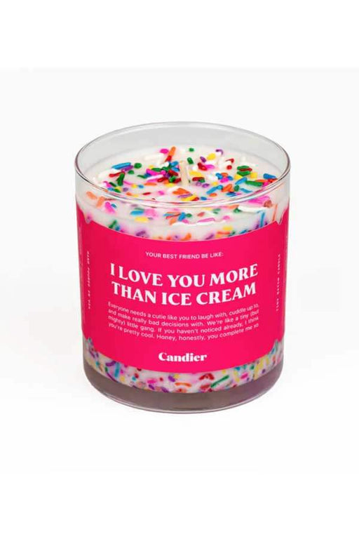Love You More Ice Cream Candle by Candier front | MILK MONEY milkmoney.co | soy wax candles, small candles. natural candles, organic candles, scented soy candles, concrete candle, hand poured candles, hand poured soy candles, cement candle, hand poured soy wax candles, scented hand poured candles, hand poured scented candles