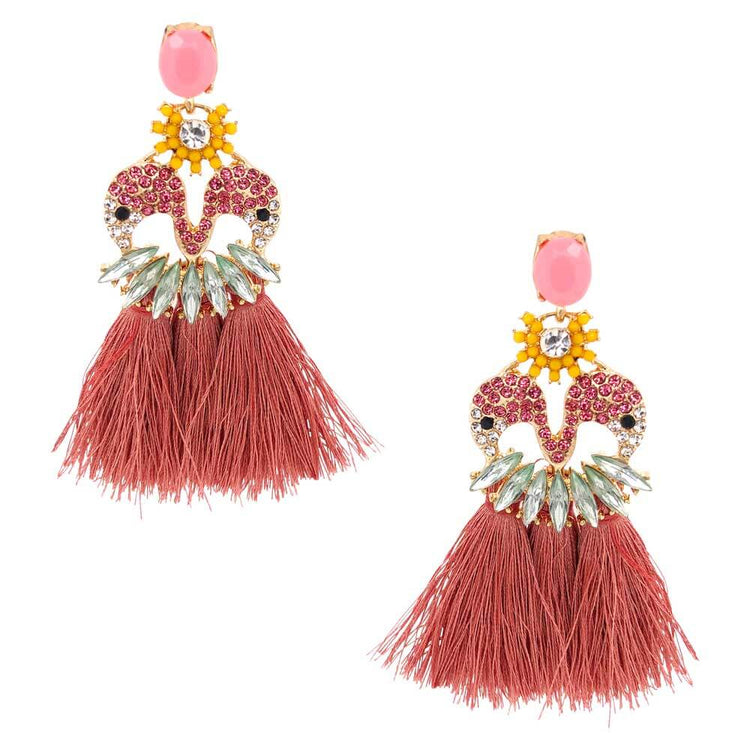 Lulu Pink Crystal Fringe Earrings - MILK MONEY
