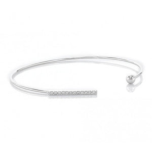 Open Bracelet with Pavé Cubic Zirconia Bar & Plain Stud Silver - MILK MONEY 