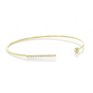 Open Bracelet with Pavé Cubic Zirconia Bar & Plain Stud Gold - MILK MONEY