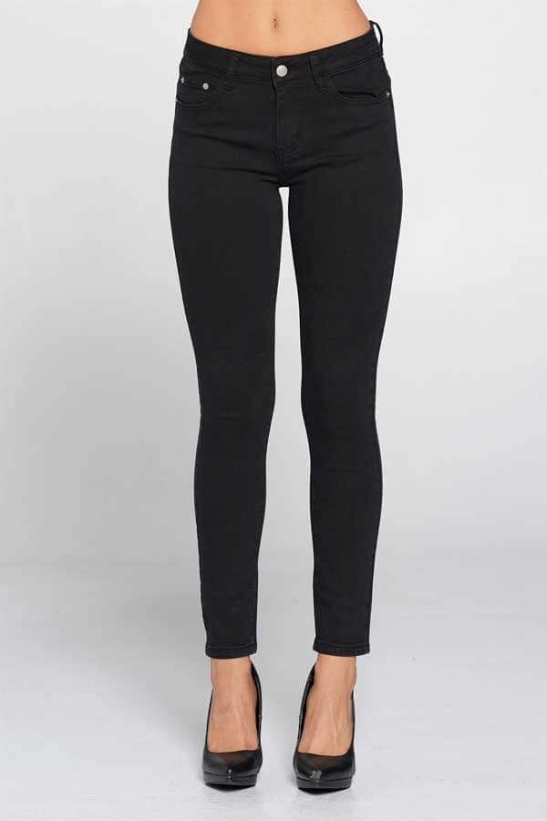 Mid Rise Skinny Jeans black front | MILK MONEY milkmoney.co | cute clothes for women. womens online clothing. trendy online clothing stores. womens casual clothing online. trendy clothes online. trendy women's clothing online. ladies online clothing stores. trendy women's clothing stores. cute female clothes.