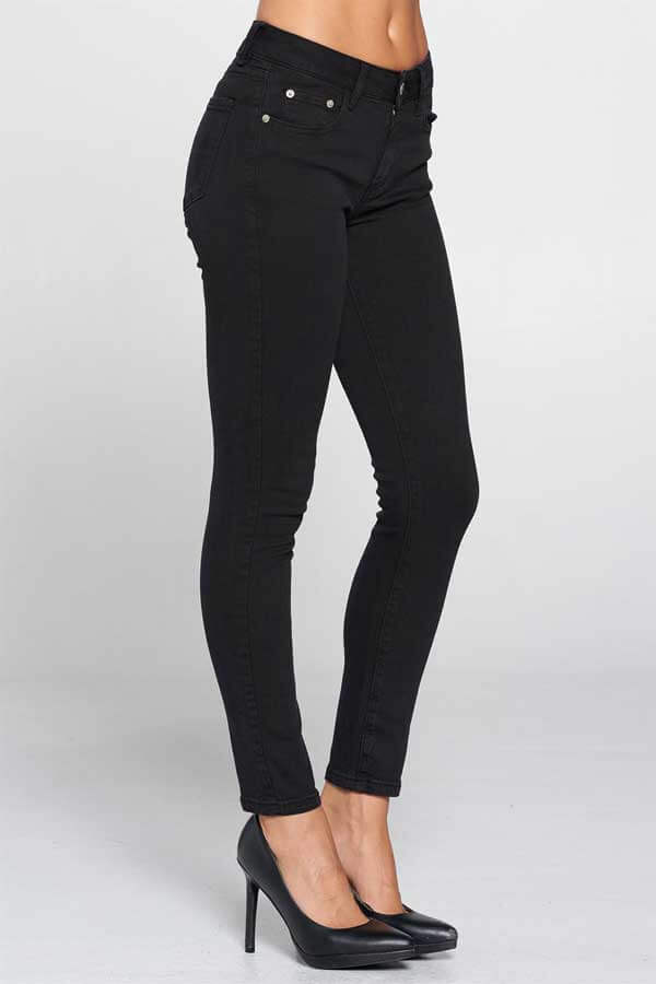 Mid Rise Skinny Jeans black side | MILK MONEY milkmoney.co | cute clothes for women. womens online clothing. trendy online clothing stores. womens casual clothing online. trendy clothes online. trendy women's clothing online. ladies online clothing stores. trendy women's clothing stores. cute female clothes.