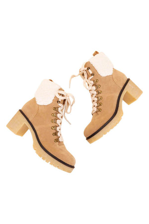 Monroe Shearling Military Bootie brown | MILK MONEY milkmoney.co | cute shoes for women. ladies shoes. nice shoes for women. ladies shoes online. ladies footwear. womens shoes and boots. pretty shoes for women. beautiful shoes for women.side 
