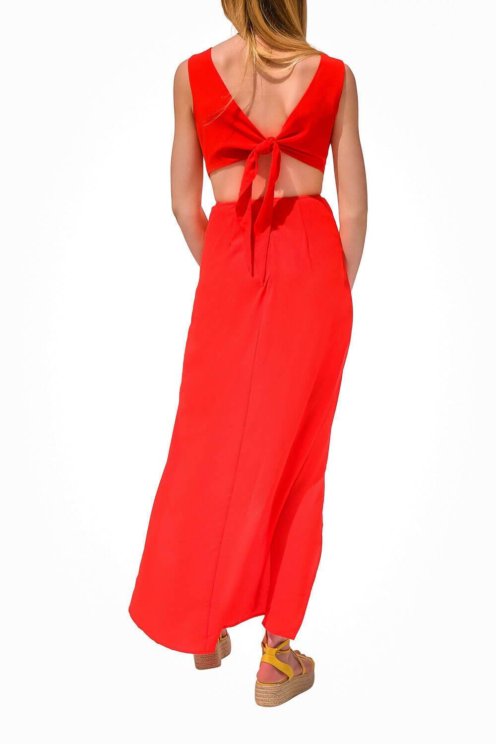 Night Out Cut Out Dress Red Back - MILK MONEY