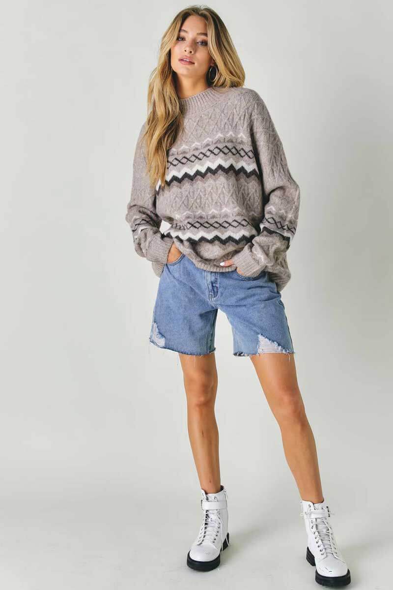 Oversized Cable Knit Classic Sweater grey front | MILK MONEY milkmoney.co | cute tops for women. trendy tops for women. cute blouses for women. stylish tops for women. pretty womens tops.