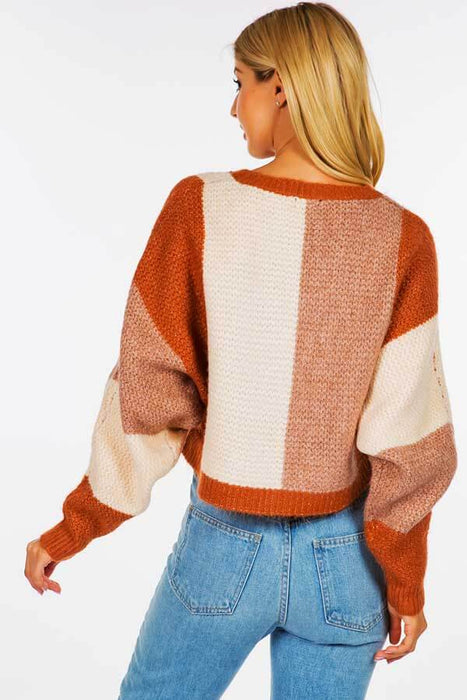 Oversized Plaid Cropped Pullover rust back | MILK MONEY milkmoney.co | cute sweaters for women. cute knit sweaters. cute pullover sweaters