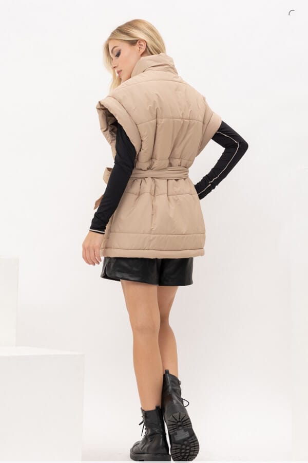 Oversized Puffer Vest taupe back | MILK MONEY milkmoney.co | cute jackets for women. cute coats. cool jackets for women. stylish jackets for women. trendy jackets for women. trendy womens coats.