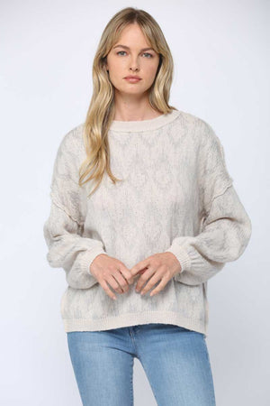Oversized Snake Print Knit Sweater cream front | MILK MONEY milkmoney.co | cute sweaters for women. cute knit sweaters. cute pullover sweaters