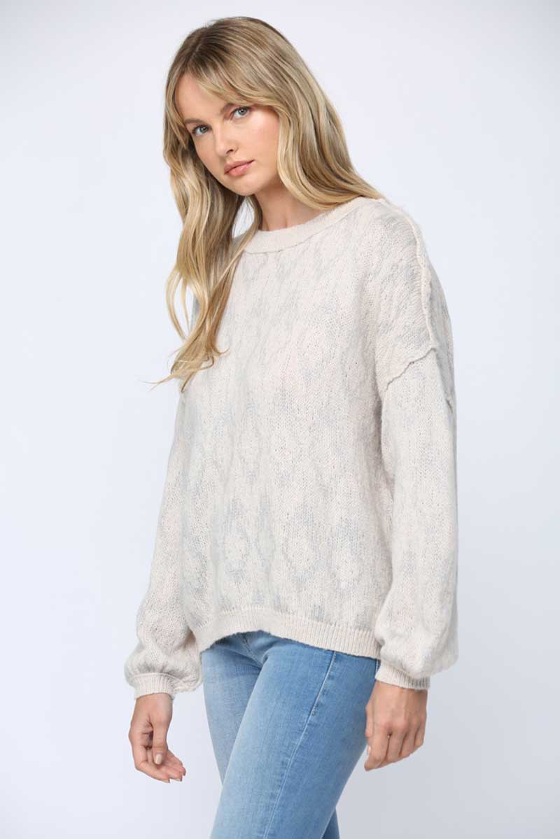 Oversized Snake Print Knit Sweater cream side | MILK MONEY milkmoney.co | cute sweaters for women. cute knit sweaters. cute pullover sweaters