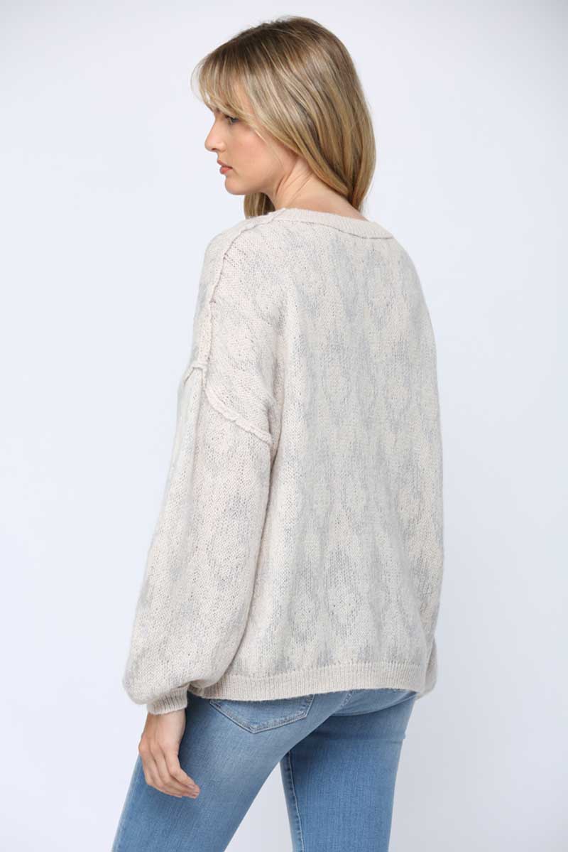 Oversized Snake Print Knit Sweater cream back | MILK MONEY milkmoney.co | cute sweaters for women. cute knit sweaters. cute pullover sweaters