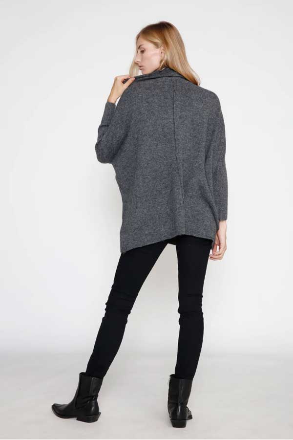 Oversized Turtleneck Soft Sweater charcoal back | MILK MONEY milkmoney.co | cute sweaters for women. cute knit sweaters. cute pullover sweaters