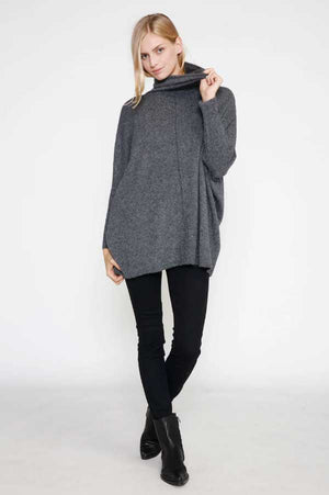 Oversized Turtleneck Soft Sweater charcoal front | MILK MONEY milkmoney.co | cute sweaters for women. cute knit sweaters. cute pullover sweaters