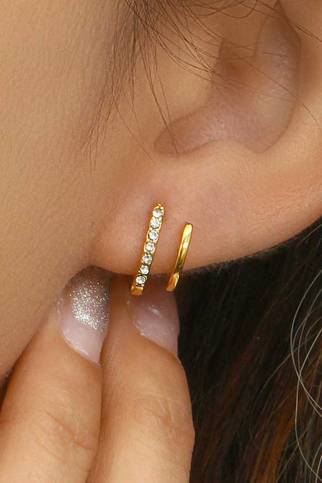 Pavé Double Layer Huggie Earrings gold front | MILK MONEY milkmoney.co | cute earring sets. cute dangle earrings. cute hoop earrings. cute cheap earrings. cute cheap earrings. cute small earrings. fun dangle earrings. trendy dangle earrings. affordable earrings. trendy dangle earrings. cute drop earrings. cute trendy earrings.