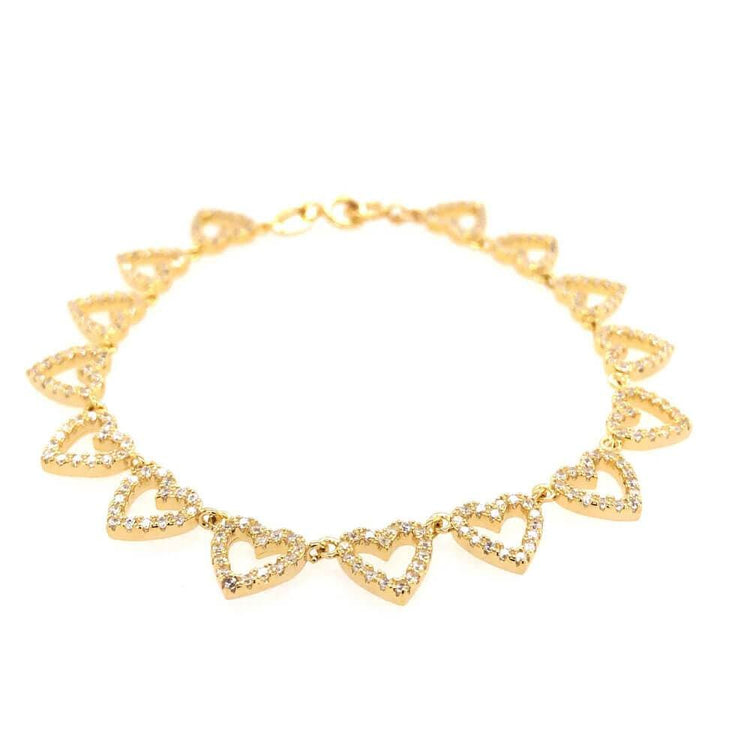 Pavé Heart Tennis Bracelet Gold - MILK MONEY