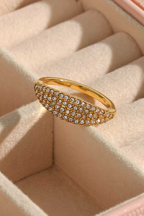 Pavé Thin Dome Ring gold front | MILK MONEY milkmoney.co | cute rings, simple rings, casual rings, simple rings for women, trendy rings, cute rings for women, cute cheap rings, casual rings for women