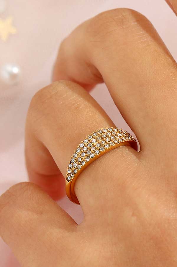 Pavé Thin Dome Ring gold model | MILK MONEY milkmoney.co | cute rings, simple rings, casual rings, simple rings for women, trendy rings, cute rings for women, cute cheap rings, casual rings for women