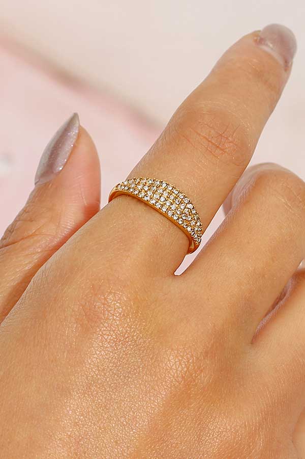 Pavé Thin Dome Ring gold model | MILK MONEY milkmoney.co | cute rings, simple rings, casual rings, simple rings for women, trendy rings, cute rings for women, cute cheap rings, casual rings for women