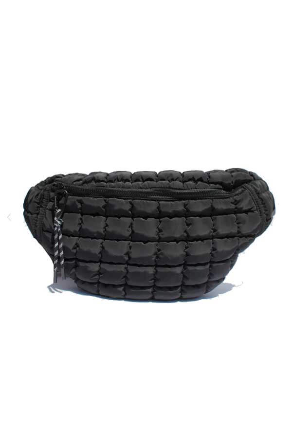 Quilted Puffer Sling Bag black front | MILK MONEY milkmoney.co | women's accessories. cute accessories. trendy accessories. cute accessories for girls. ladies accessories. women's fashion accessories.