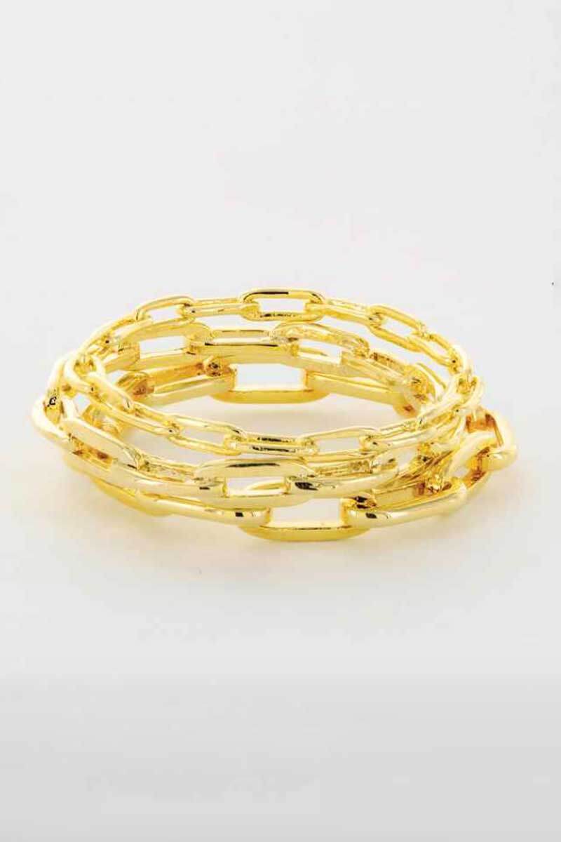 Rectangle Link Chain Bangle Bracelet Set gold front | MILK MONEY milkmoney.co | cute bracelets. cool bracelets. beach bracelets. bracelet packs. cute cheap bracelets. cute simple bracelets. cute bracelets with beads. cute women's bracelets. 