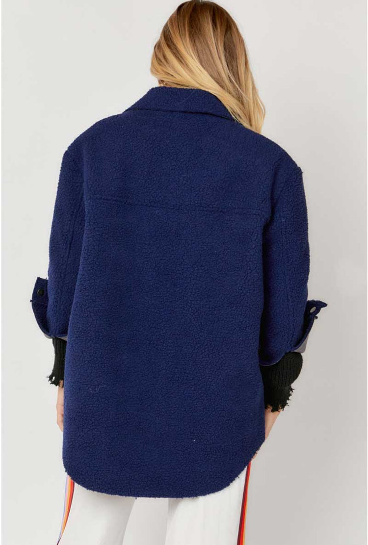 Reversible Button Down Shacket backt blue | MILK MONEY milkmoney.co | cute jackets for women. cute coats. cool jackets for women. stylish jackets for women. trendy jackets for women. trendy womens coats.