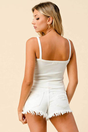 Ribbed Button Tank Top white back | MILK MONEY milkmoney.co | cute tops for women. trendy tops for women. stylish tops for women. pretty womens tops.