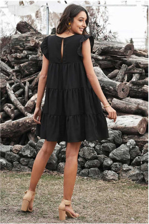 Ruffled Mini Babydoll Dress black back | MILK MONEY milkmoney.co | cute dresses for women. pretty dresses for women. cute dresses online.