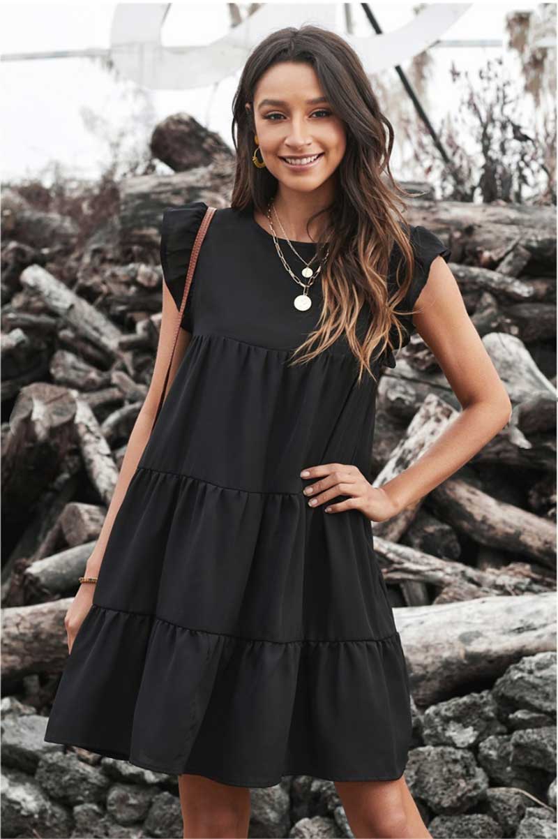 Ruffled Mini Babydoll Dress black front | MILK MONEY milkmoney.co | cute dresses for women. pretty dresses for women. cute dresses online.