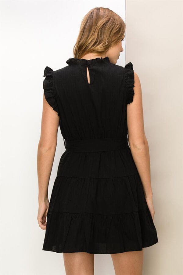 Ruffled Mini Tiered Dress black back  | MILK MONEY milkmoney.co | cute clothes for women. womens online clothing. trendy online clothing stores. womens casual clothing online. trendy clothes online. trendy women's clothing online. ladies online clothing stores. trendy women's clothing stores. cute female clothes.