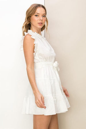 Ruffled Mini Tiered Dress white side | MILK MONEY milkmoney.co | cute clothes for women. womens online clothing. trendy online clothing stores. womens casual clothing online. trendy clothes online. trendy women's clothing online. ladies online clothing stores. trendy women's clothing stores. cute female clothes.