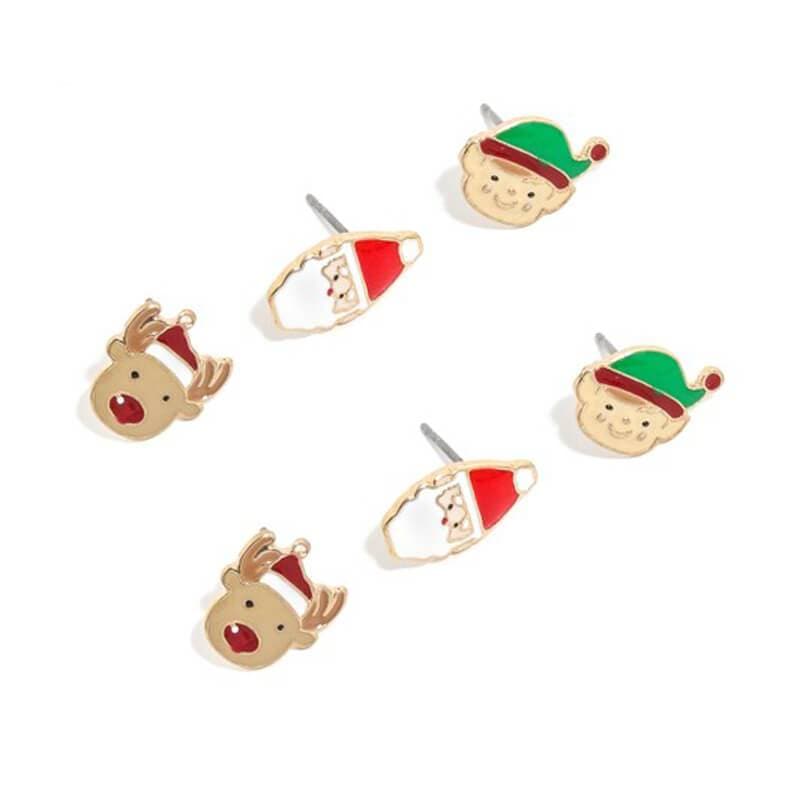 Santa Helpers Holiday Stud Earrings Set green red MILK MONEY