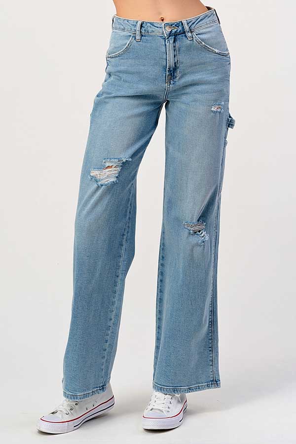 Skater Boy Straight Leg Jeans blue front | MILK MONEY milkmoney.co | cute clothes for women. womens online clothing. trendy online clothing stores. womens casual clothing online. trendy clothes online. trendy women's clothing online. ladies online clothing stores. trendy women's clothing stores. cute female clothes.