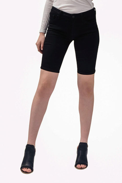 Skinny Bermuda Jean Shorts Black - MILK MONEY
