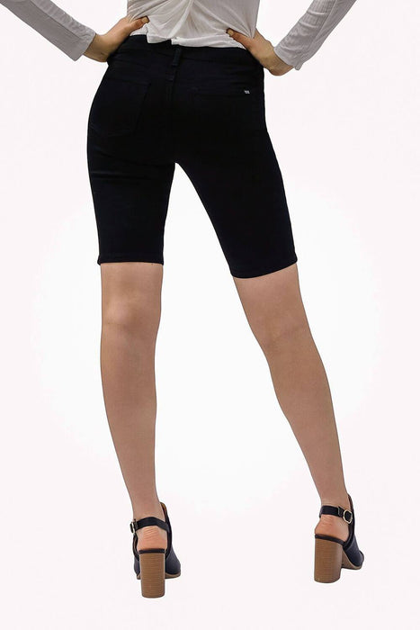 Skinny Bermuda Jean Shorts Black back - MILK MONEY
