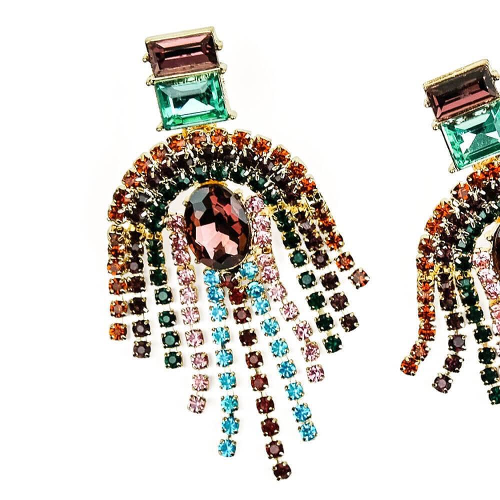 Sloane Rainbow Glam Earrings close Multi - MILK MONEY