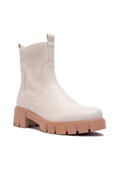 Sock Lug Sole Chelsea Boot off white side | MILK MONEY milkmoney.co | cute shoes for women. ladies shoes. nice shoes for women. ladies shoes online. ladies footwear. womens shoes and boots. pretty shoes for women. beautiful shoes for women.