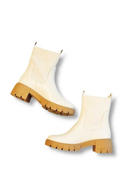 Sock Lug Sole Chelsea Boot off white top  | MILK MONEY milkmoney.co | cute shoes for women. ladies shoes. nice shoes for women. ladies shoes online. ladies footwear. womens shoes and boots. pretty shoes for women. beautiful shoes for women.