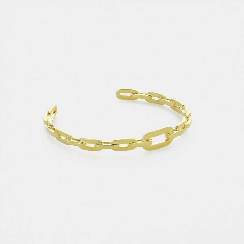 Solid Chain ID Cuff Bracelet gold side MILK MONEY
