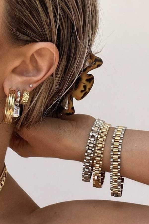 Stainless Steel Watch Band Bracelets gold silver combo model | MILK MONEY milkmoney.co | cute bracelets. cool bracelets. beach bracelets. bracelet packs. cute cheap bracelets. cute simple bracelets. cute bracelets with beads. cute women's bracelets.