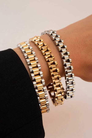 Stainless Steel Watch Band Bracelets gold silver combo model | MILK MONEY milkmoney.co | cute bracelets. cool bracelets. beach bracelets. bracelet packs. cute cheap bracelets. cute simple bracelets. cute bracelets with beads. cute women's bracelets.