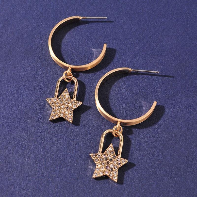 Star Pavé Hoop Earrings gold side MILK MONEY