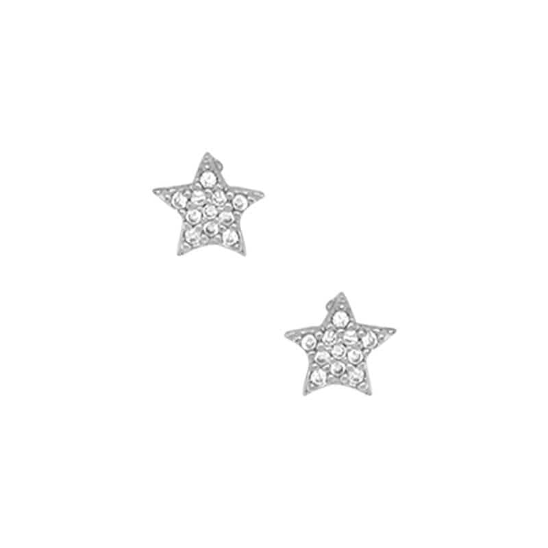 Star Pave Stud Earrings silver front MILK MONEY