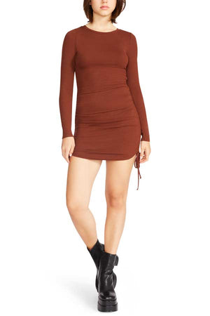 Steve Madden #1 Crush Dress coffee front | MILK MONEY milkmoney.co | cute clothes for women. womens online clothing. trendy online clothing stores. womens casual clothing online. trendy clothes online. trendy women's clothing online. ladies online clothing stores. trendy women's clothing stores. cute female clothes.