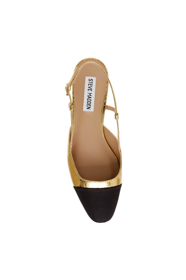 Steve Madden Belinda Flat gold top  | MILK MONEY milkmoney.co | cute sandals for women. cute slides for women. trendy womens sandals. women sandals online. pretty sandals for women. cute slides womens.