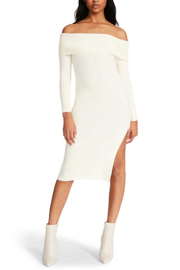 Steve Madden Francesca Sweater Dress ivory front | MILK MONEY milkmoney.co | cute clothes for women. womens online clothing. trendy online clothing stores. womens casual clothing online. trendy clothes online. trendy women's clothing online. ladies online clothing stores. trendy women's clothing stores. cute female clothes.