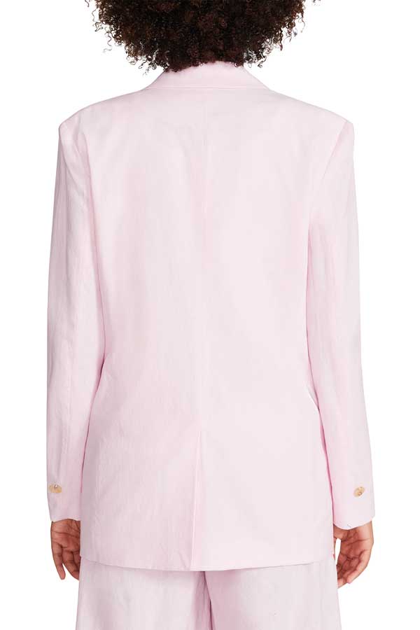 Steve Madden Linen On The Edge Blazer pink back | MILK MONEY milkmoney.co | cute jackets for women. cute coats. cool jackets for women. stylish jackets for women. trendy jackets for women. trendy womens coats.