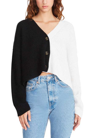 Steve Madden Paxton Cardigan black front| MILK MONEY milkmoney.co | cute sweaters for women. cute knit sweaters. cute pullover sweaters