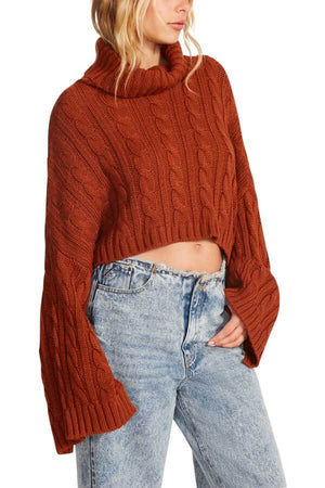 Steve Madden Sloane Sweater mocha side | MILK MONEY milkmoney.co | cute sweaters for women. cute knit sweaters. cute pullover sweaters