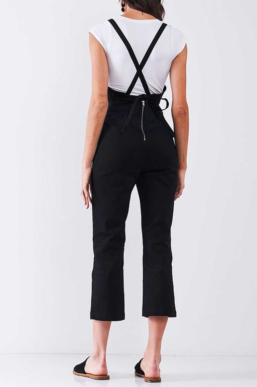 Strappy Overall Jumpsuit Black back | MILK MONEY milkmoney.co | jumpsuits for women. womens rompers. dressy jumpsuits. jumpsuits and rompers. cute jumpsuits. womens jumpsuits and rompers.