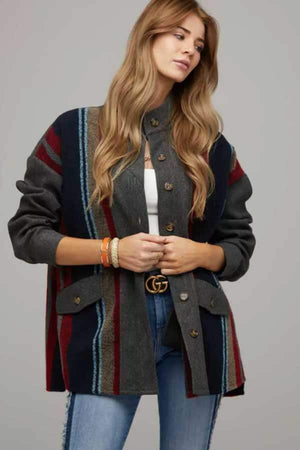 Striped Oversized Jacket grey front | MILK MONEY milkmoney.co | cute clothes for women. womens online clothing. trendy online clothing stores. womens casual clothing online. trendy clothes online. trendy women's clothing online. ladies online clothing stores. trendy women's clothing stores. cute female clothes.